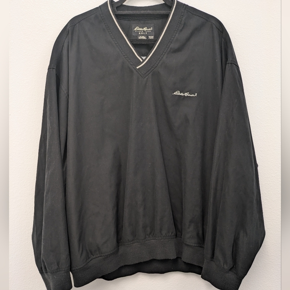 Eddie Bauer Men's Black Golf Pullover Windbreaker sz XL Outdoor Athleisure